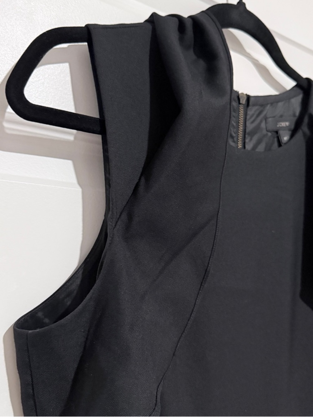 J. Crew Black Ruffle-Shoulder Midi Dress Size 8T - Picture 5 of 12